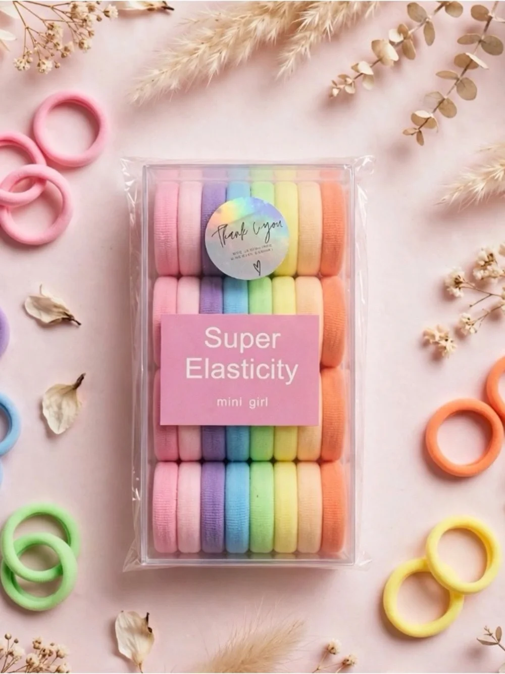 Colorful Hair Accessories Set - Pastel Elastics & Mini Clips